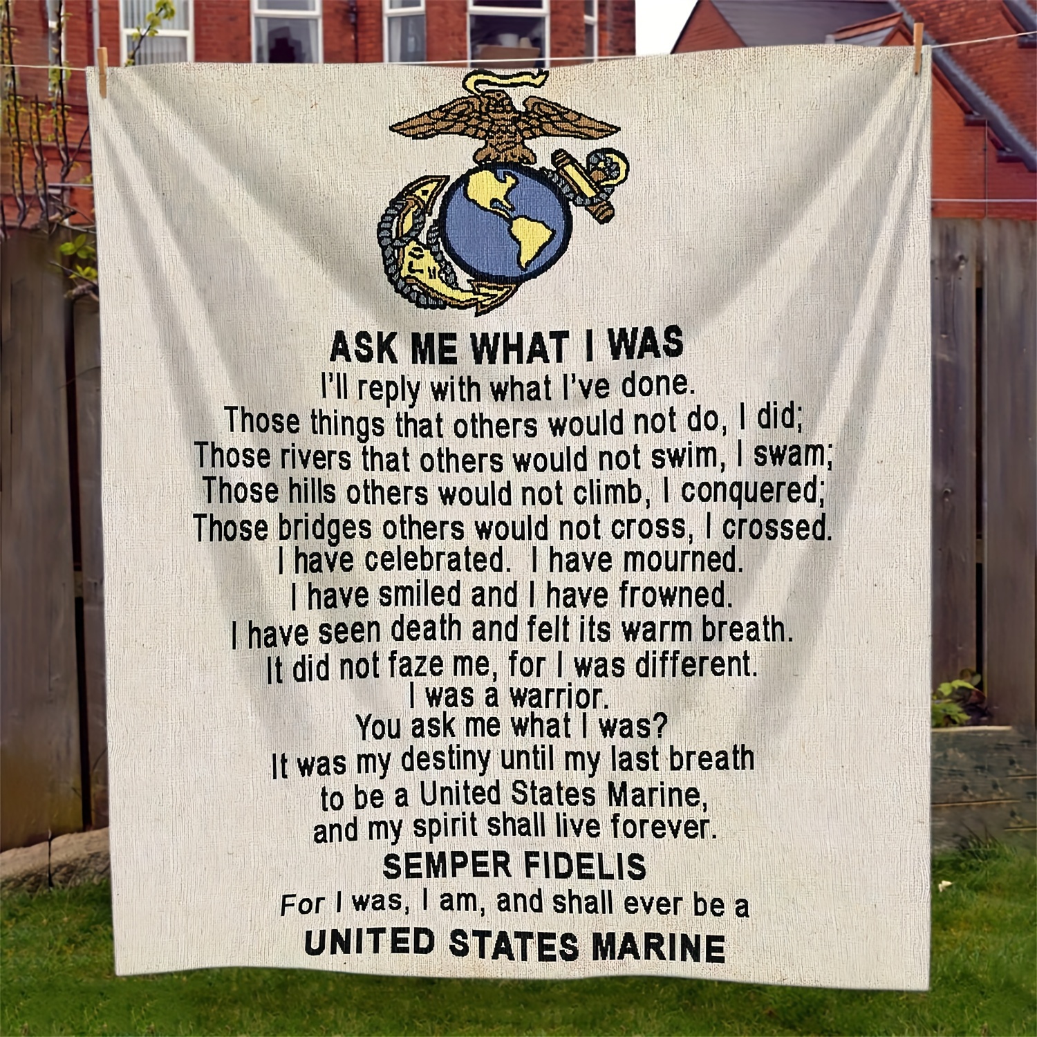 

Style Knitted Polyester Throw Blanket With Corps & Motivational Quote, Soft Fleece Marine Corps Pride All-season Throw – Design