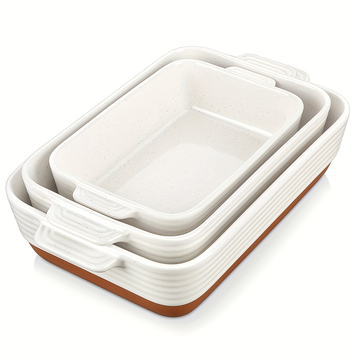 TEMU Plats à pour Four, Lot de 3 Plats de Cuisson en Céramique, Lot de Plats à Pâtisserie Rectangulaires 1,45/2,7/3,8 L, Plat à Lasagnes avec