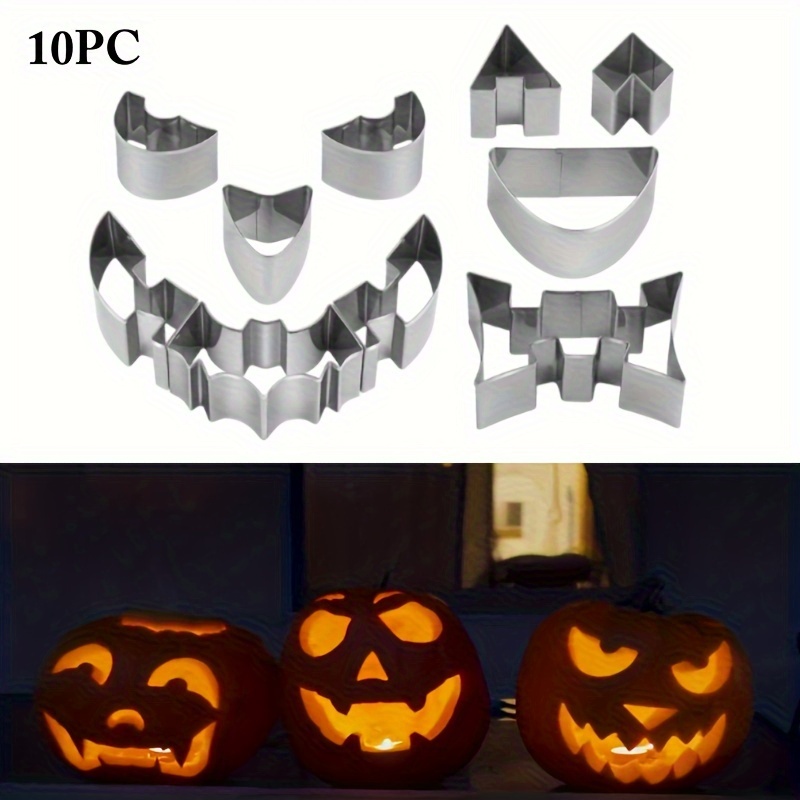 

10 Pieces Pumpkin Carving Stainless Steel Mold Set - Perfect For Diy Baking And Decoration - Suitable For Various Pumpkin Sizes - Brand: Sinzaz