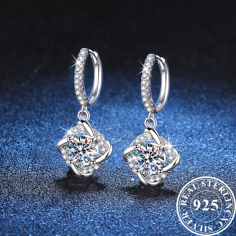 

925 Silver 1 Carat*2pcs Moissanite Earrings, Temperament Design, Unique And Elegant, Sets, Black Friday, Gift, Christmas Gift, Wedding And Bestie Wear