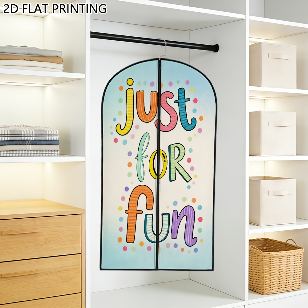 1pc garment cover colorful polka dot lettering pattern garment bags for travel suitable for storing suits dresses and bathrobes zippered hanging bag