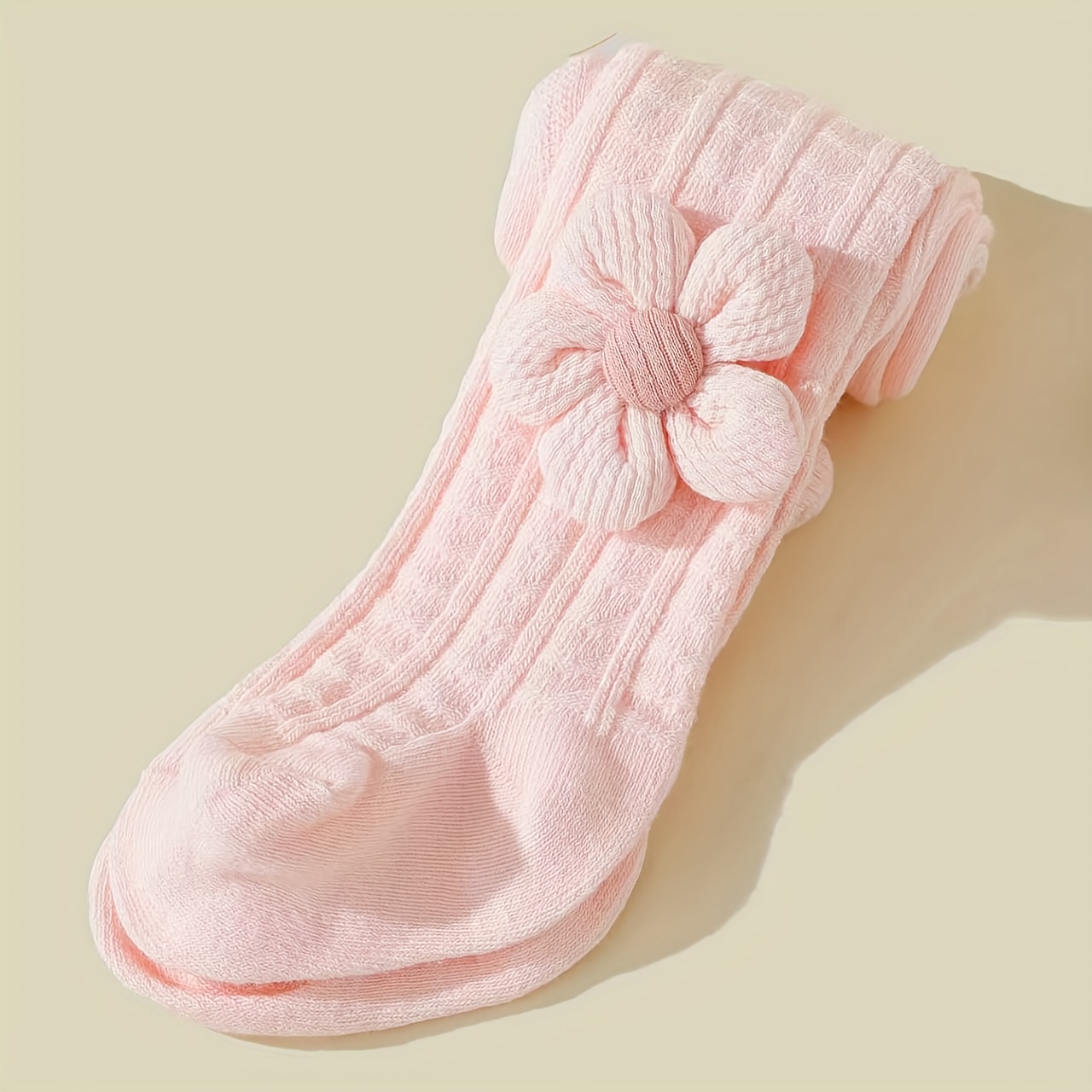 1 Pair Of Four-season Solid Color Baby Girl Heart-patterned Floral Tights, Suitable For Birthdays, Holidays, And Daily Wear,fall And Winter Clothes