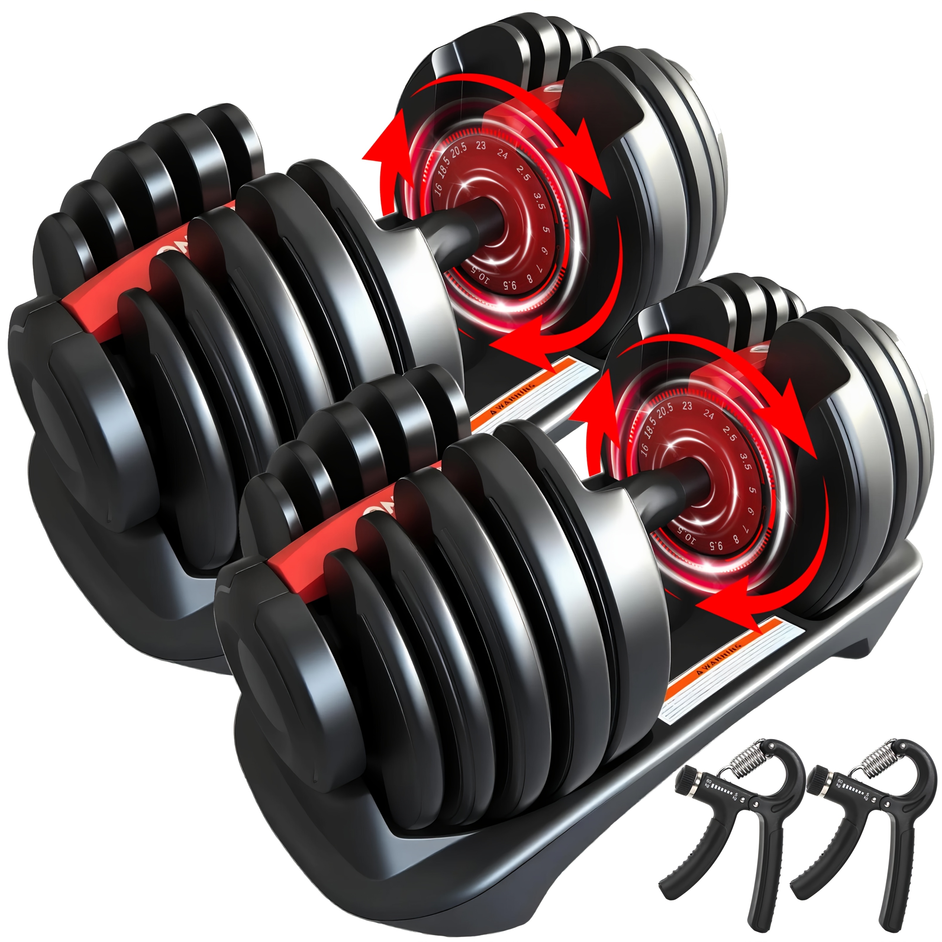 Hakeno 24kg Adjustable Dumbbell 15 In 1 Weight Set With Fast Automatic Adjustable And Weight Plate For Body Workout Home Gym