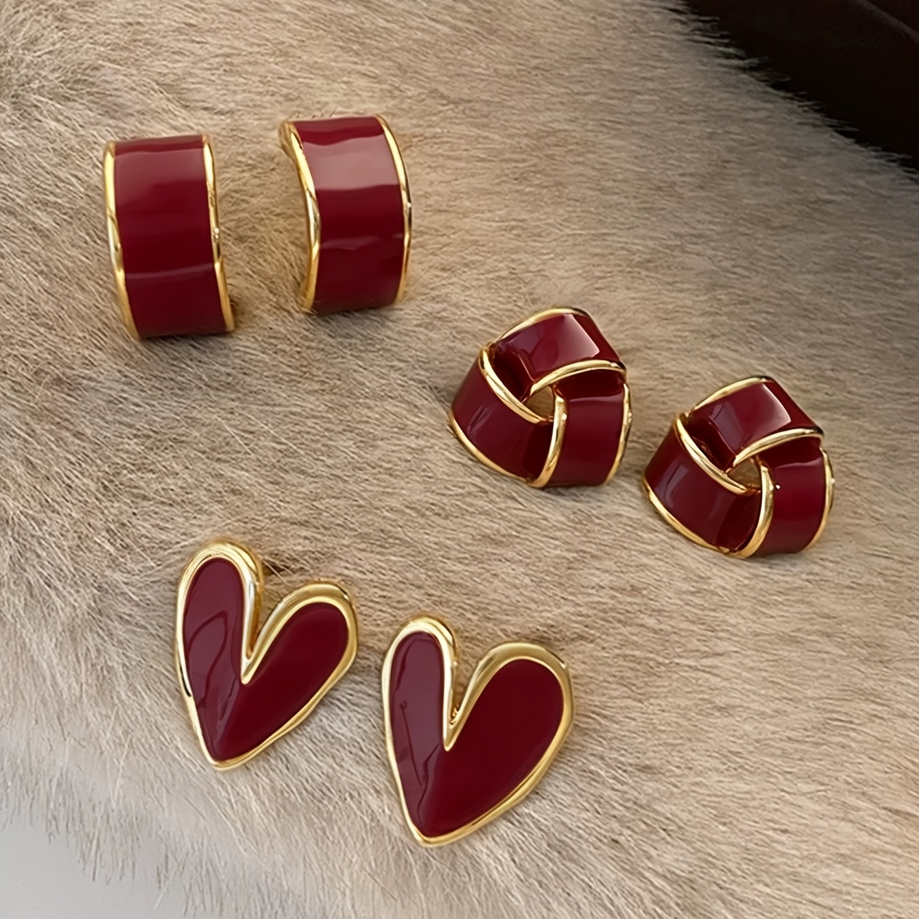TEMU Set de 3 de aretes retro elegantes con forma de geométrico, color con , ideales para fiestas de mujeres
