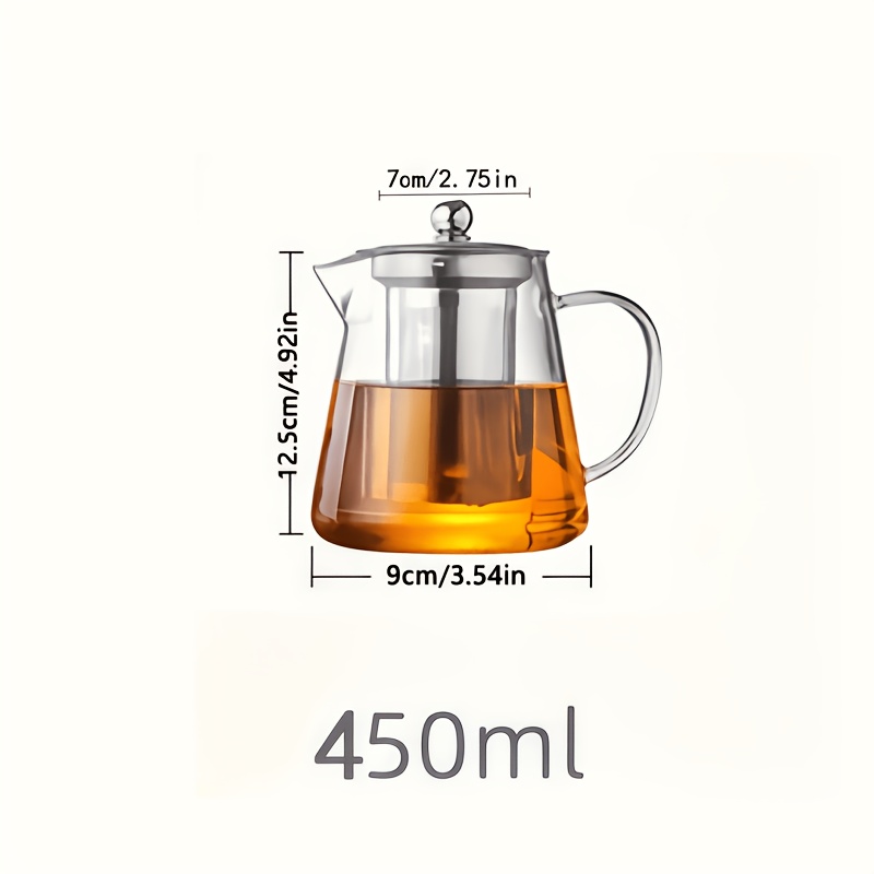 TEMU 1pc High Borosilicate Glass Teapot, Handle-equipped Infuser For Herbal Tea, Separating Tea And Leaves, Heat-resistant Glass Body, Suitable For