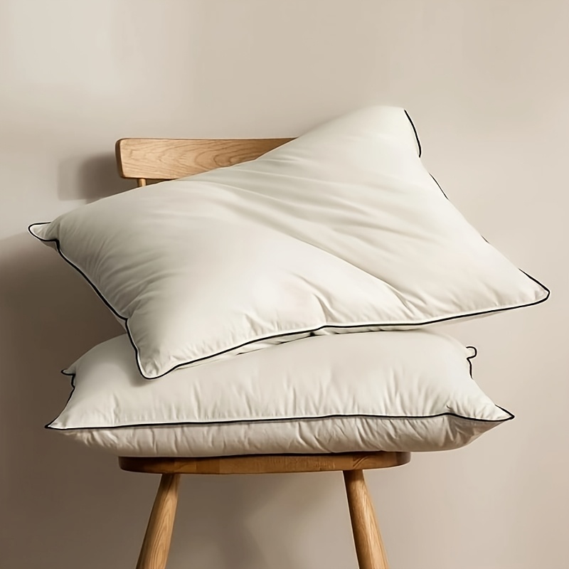 2pcs Pillow, Size 40x80cm, 50x75cm, 80 X 80cm, 3-chamber Feathers Pillow, Outer Surrounded Soft Polyester, , Inner Filling 10% Goose Down, Soft Medium Pillow In Hotel Quality Pillow, Rds And -tex