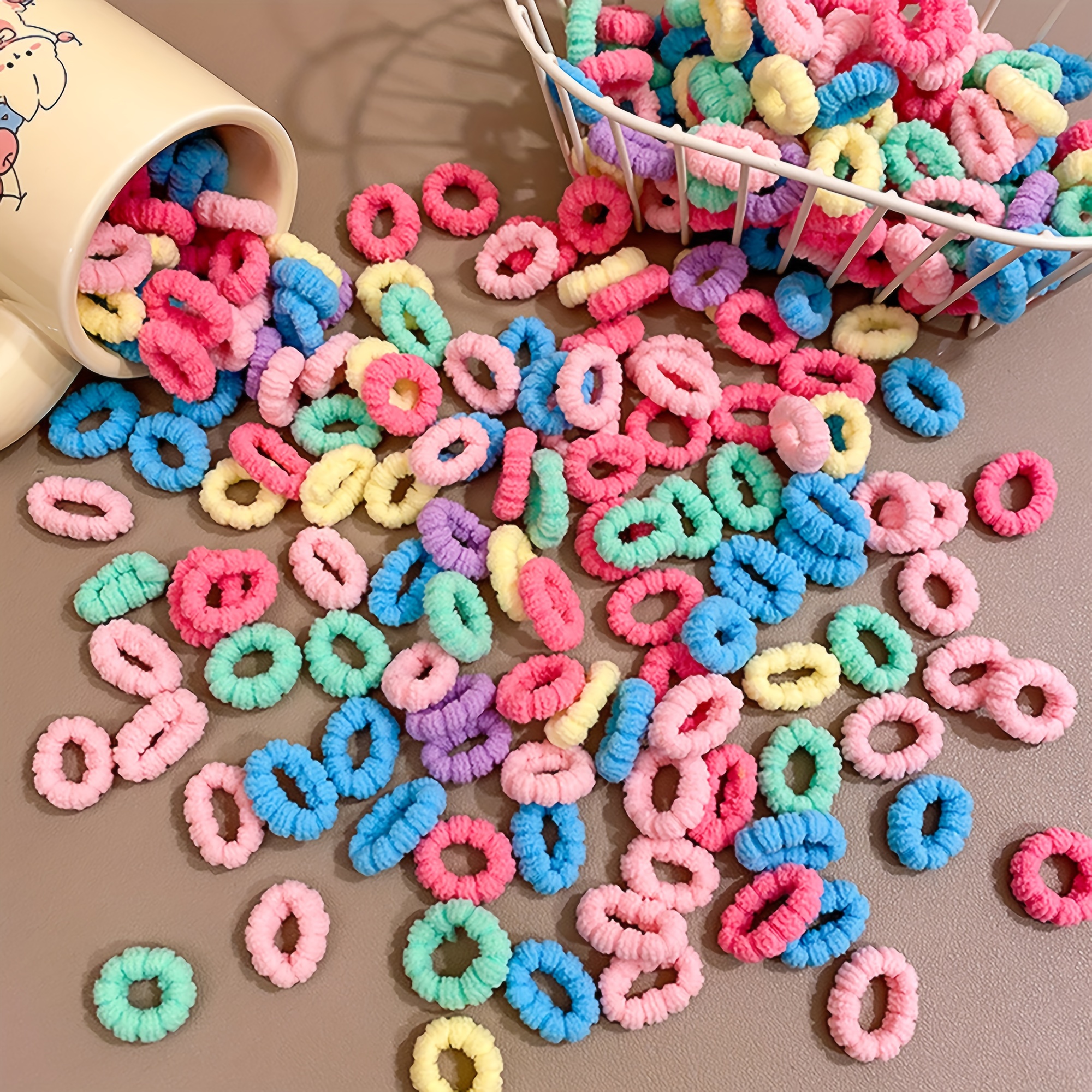 40/60pcs Colorful Jersey Hair Bands for - High Elasticity, No Damage, Braided Ponytail Holders, Hair Ties with Bow & Beaded Details - Perfect for Homecoming, Boho & Sweet Styles, Hair Accessories for