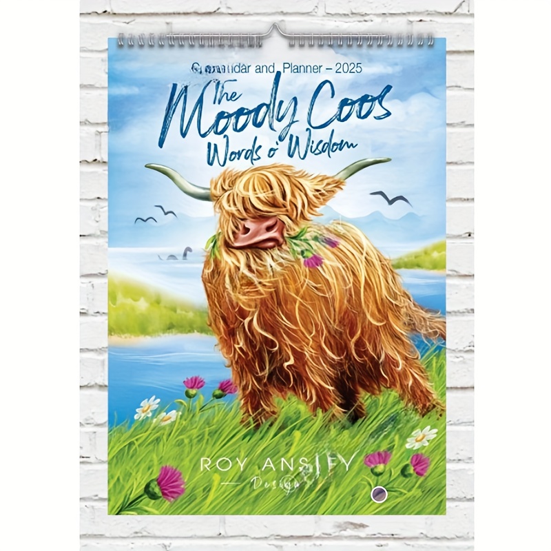 

2025 Highland Cow Calendar With Inspirational Quotes - Illustrations, Planning, Cow Decor