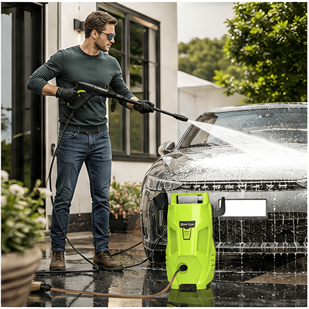 Image of 1800w High-pressure Washer, 330 Bar Pressure Portable Electric , Equipped With -in-one Nozzle, Adjustable Nozzle , Suitable For Cleaning Cars, Driveways, Yards, Fences, And Green Belts
