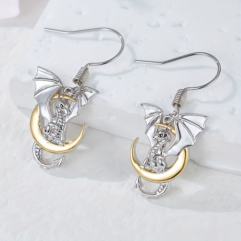 

& Dinosaur Pendant Earrings - White Gold Plated Copper, Perfect For Daily Wear & Summer Parties - Ideal Gift For Friends & Family