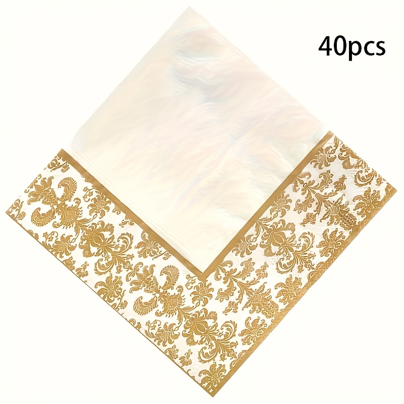 E-shop 40 Stück Goldene Party-Servietten, Einwegservietten für Hochzeiten und Küchendekorationen, Ideal für Weihnachten und Thanksgiving