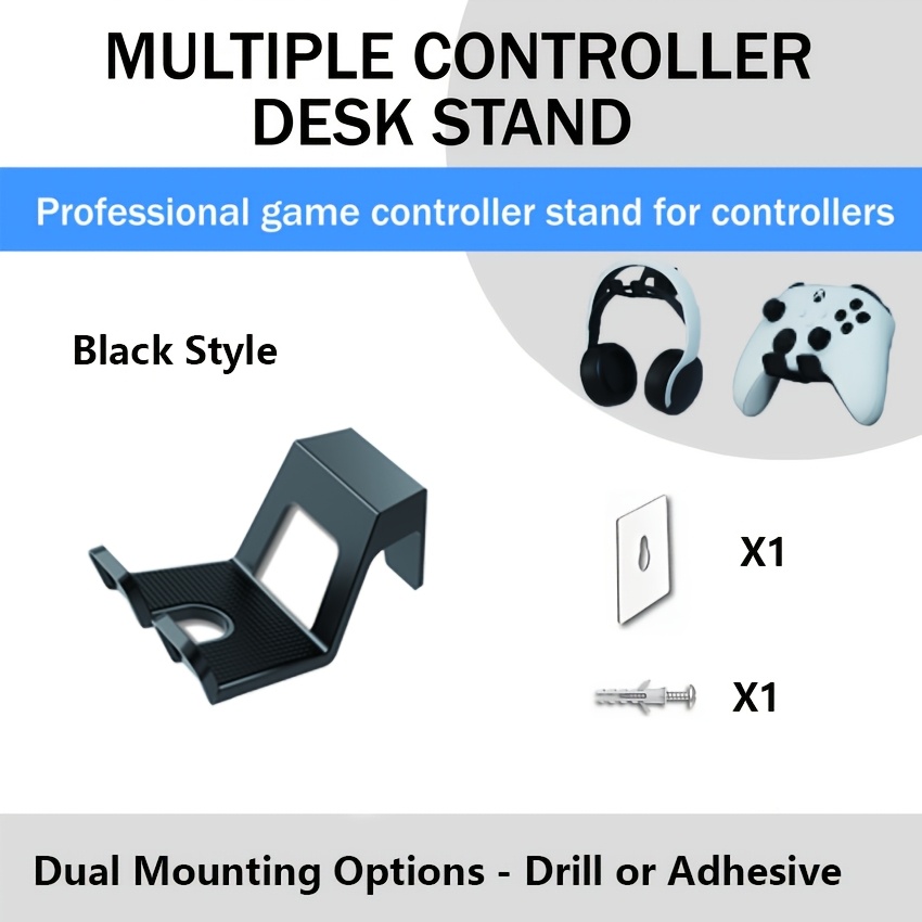 

6-pack Universal Wall-mounted Gaming Controller And Headset Holder, Abs Material, Dual Mounting Options - Drill Or Adhesive, Compatible With Ps5/ps4//switch/pc, And Firm Storage Rack