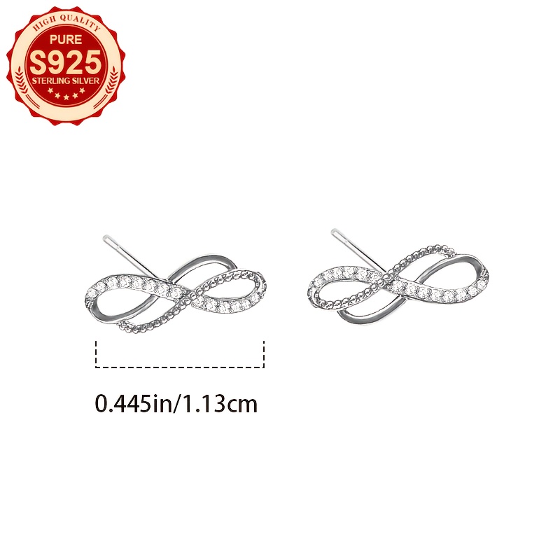 Women's S925 Silver Double Infinity Symbol Stud Earrings