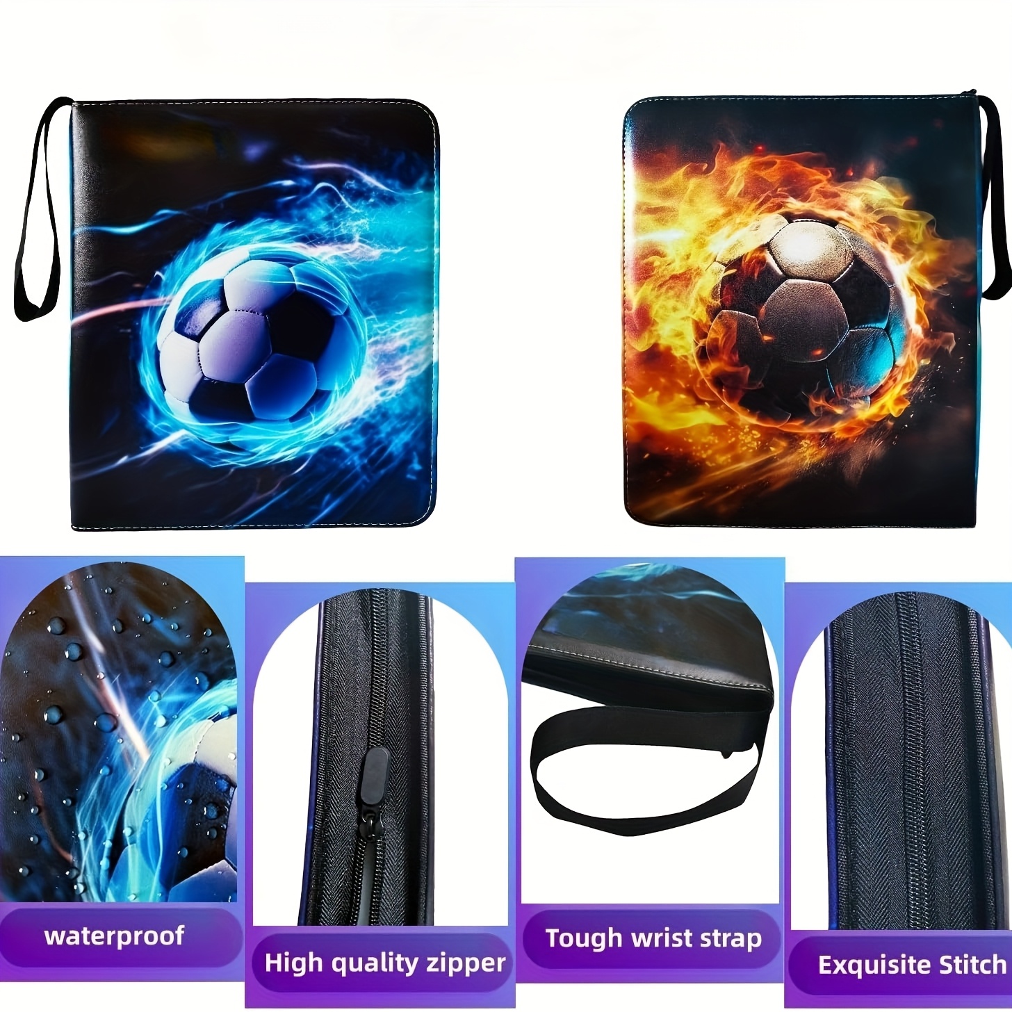 4 pocket card holder zippered trading card binder 400 double - Temu