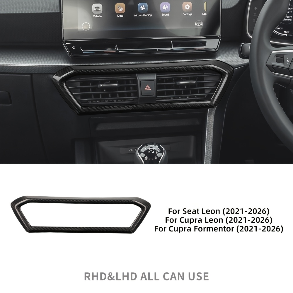 Image of Compatible For / Leon/ Car Center Air Vent Frame - Carbon Fiber Dashboard Trim, Anti-scratch Suitable For Supra Leon/supra , Dashboard Vent Housing For Interior Upgrade