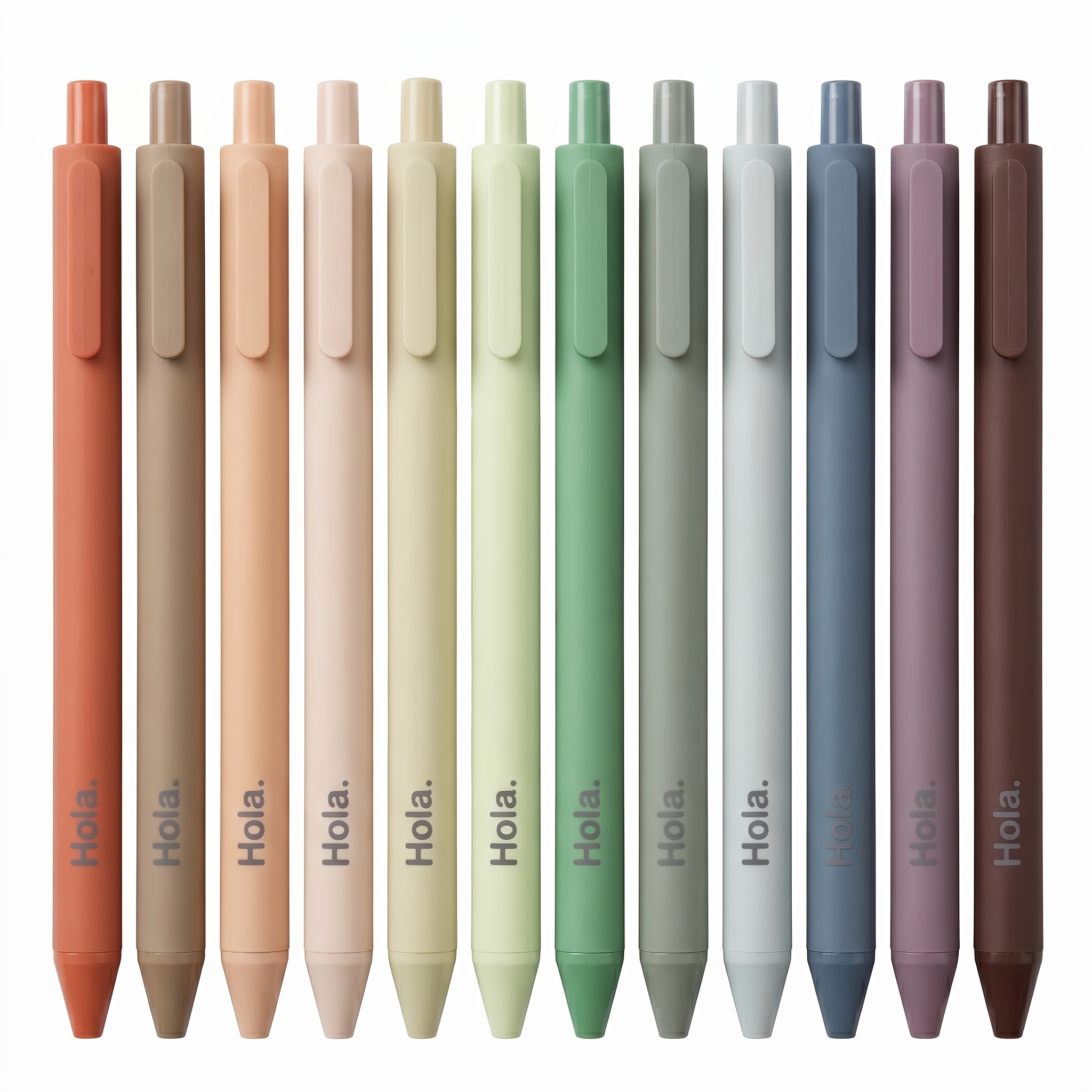 12pcs Morandi Earthy Tone Retractable Ballpoint Pens With Comfortable Touch Design For Smooth Writing, Office And School Supplies