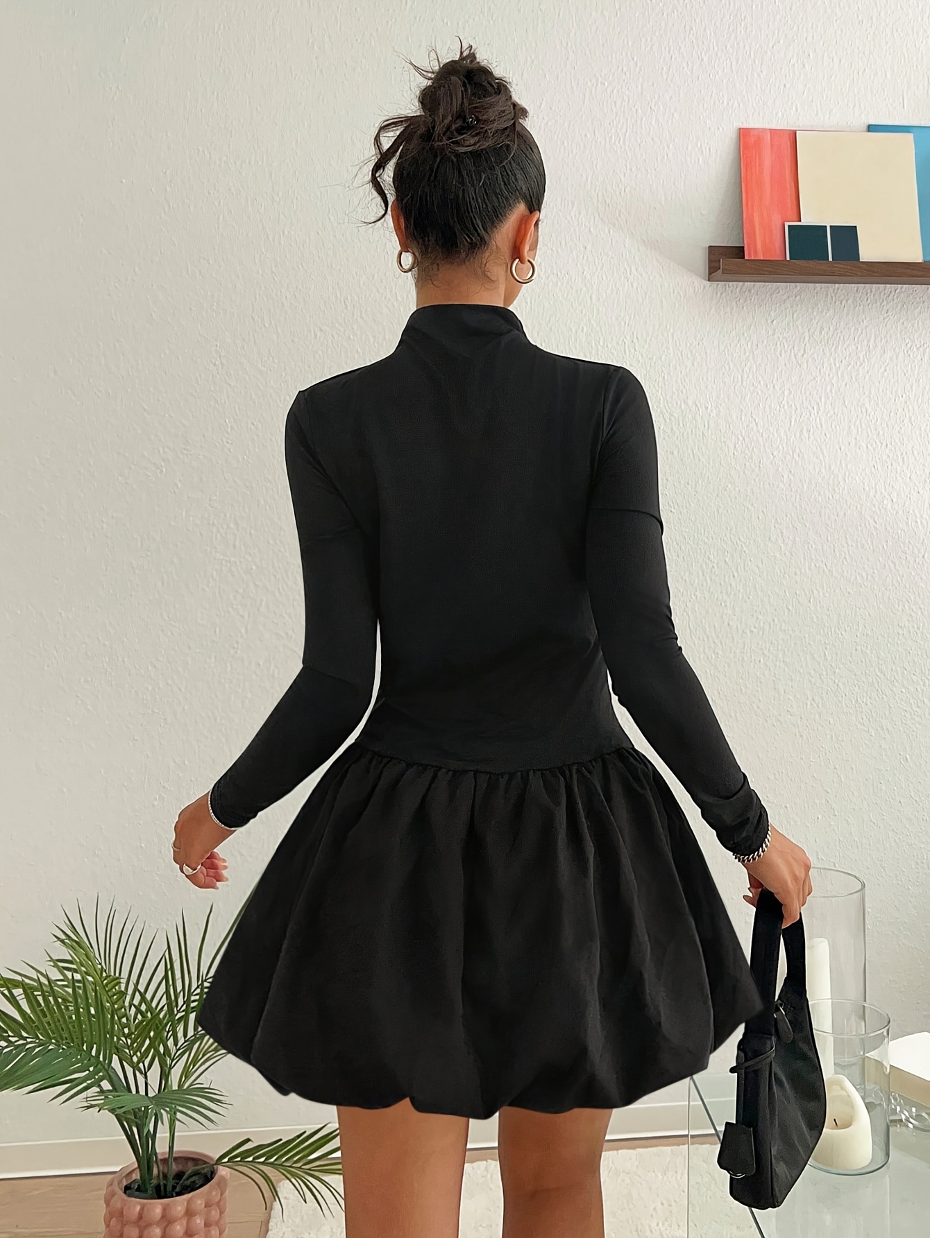 navy blue dress for baby girl Lyvia Long Sleeve Mini Dress Black main image 0