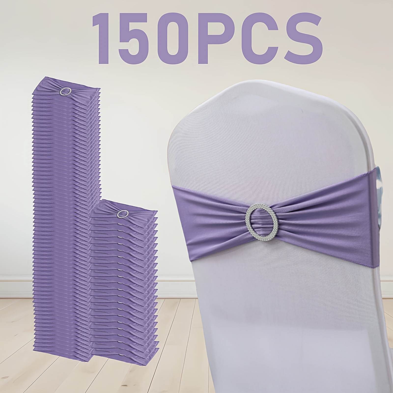 150pcs Of Premium Stretch Chair Sashes With Bows, Featuring Sliders, Designed As Universal Elastic Ties For Decorating Chairs , Parties, Ceremonies, And Banquets