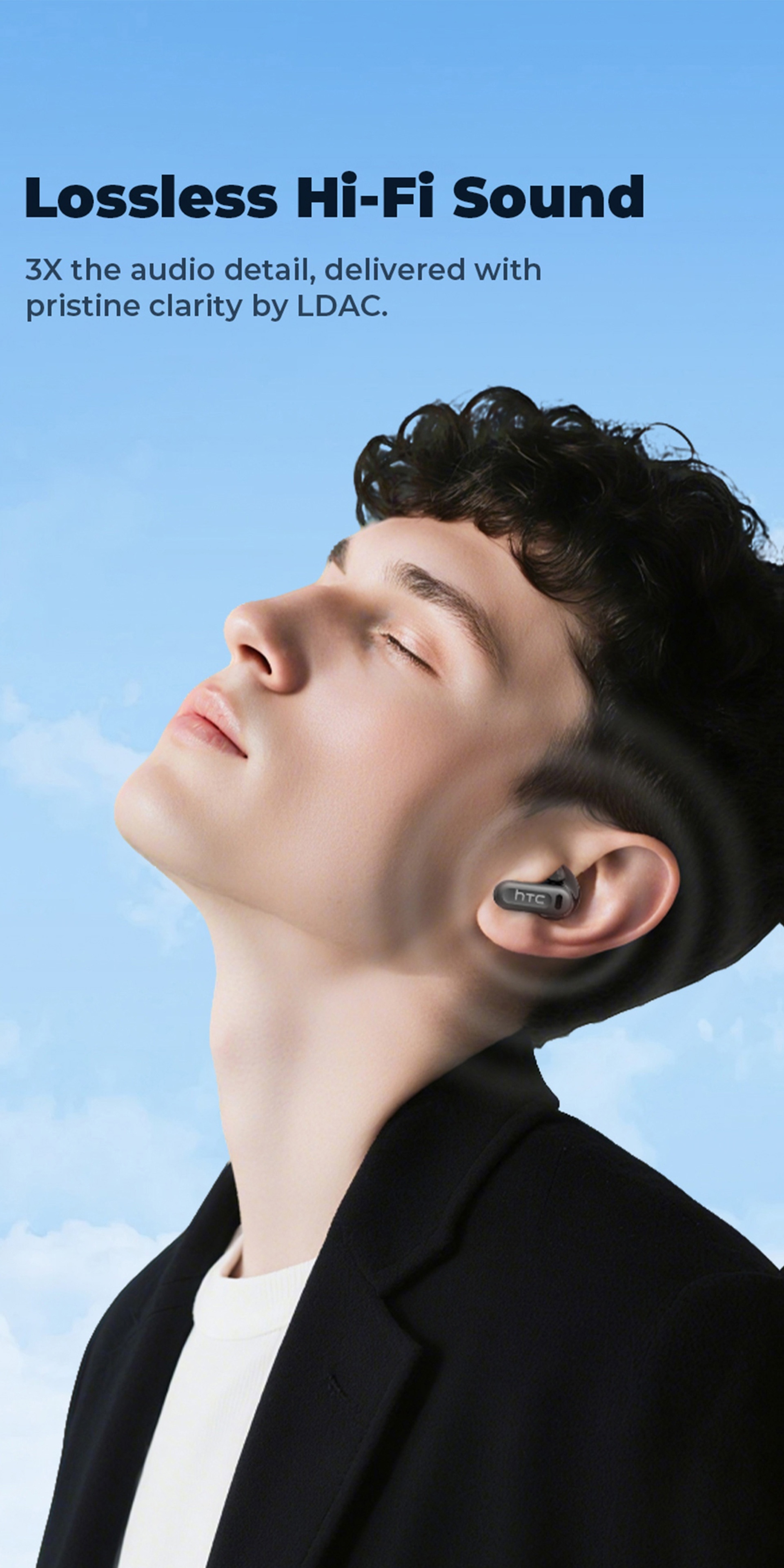 1pc HTC NE20 Wireless Translation Earbuds, Equipped with Translation for Over 136 Languages, Enabling Better Cross-linguistic Communication. Features V6.0 Low-latency Wireless Connectivity, Active Noise Cancellation for Undisturbed Sleep