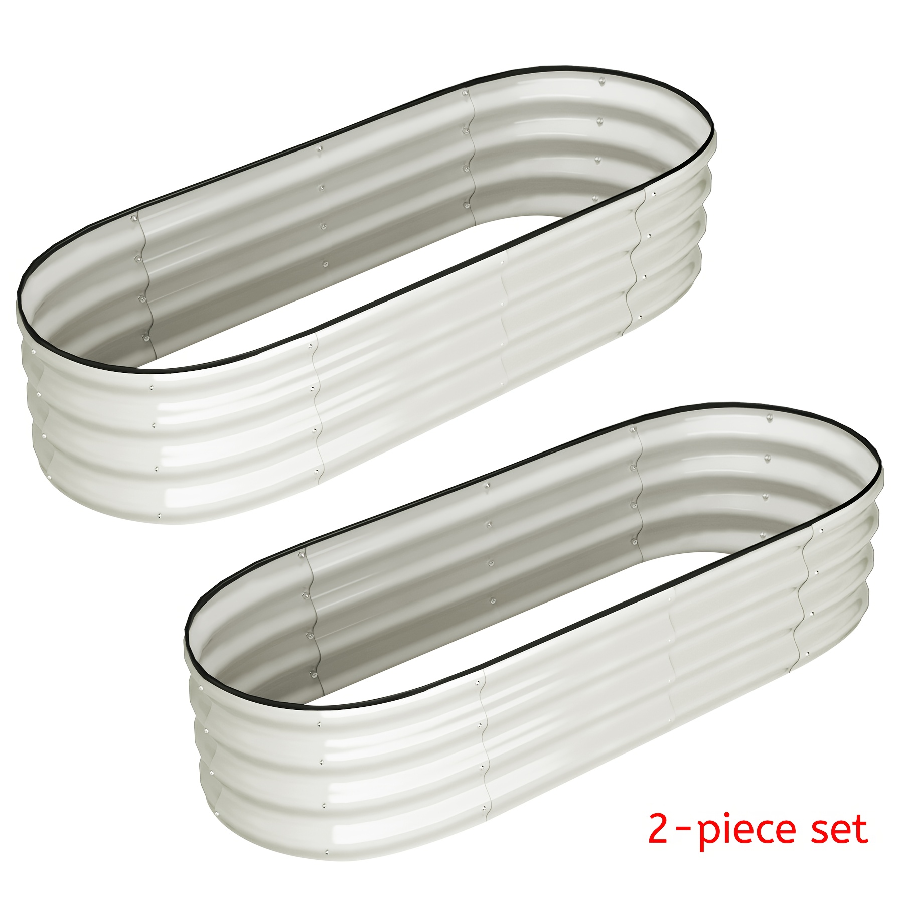 2pcs Set 137 X 61 X 30.5cm Oval Elevated Garden Bed, Elevated Bed, Open Base Golden Elevated Planting Bed, Outdoor Garden Bed, Vegetable And Flower Planting Box, Assembly, Green/beige