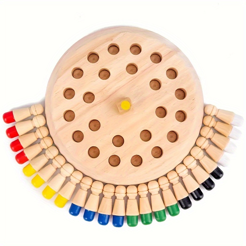 TEMU Wooden Memory Matching Game - Educational Chess Puzzles - Portable Family Strategy Board Game For Holiday Gifts And Brain Training