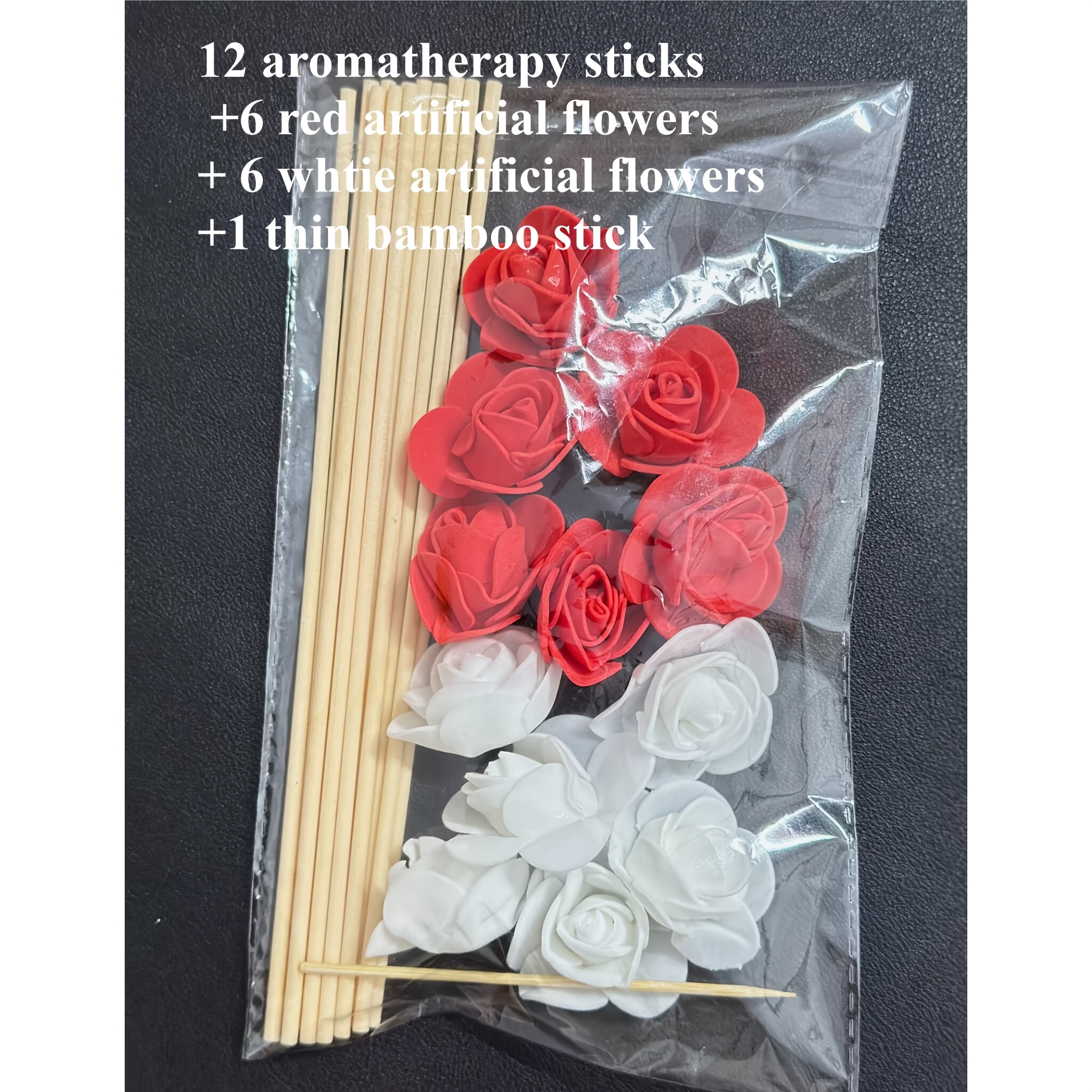 TEMU Set de 25 piezas de Difusor de Floral y Navideño (Sin ), Adiciones de Navideña para el Hogar - 12 Barras de de Madera , 6 Flores Artificiales