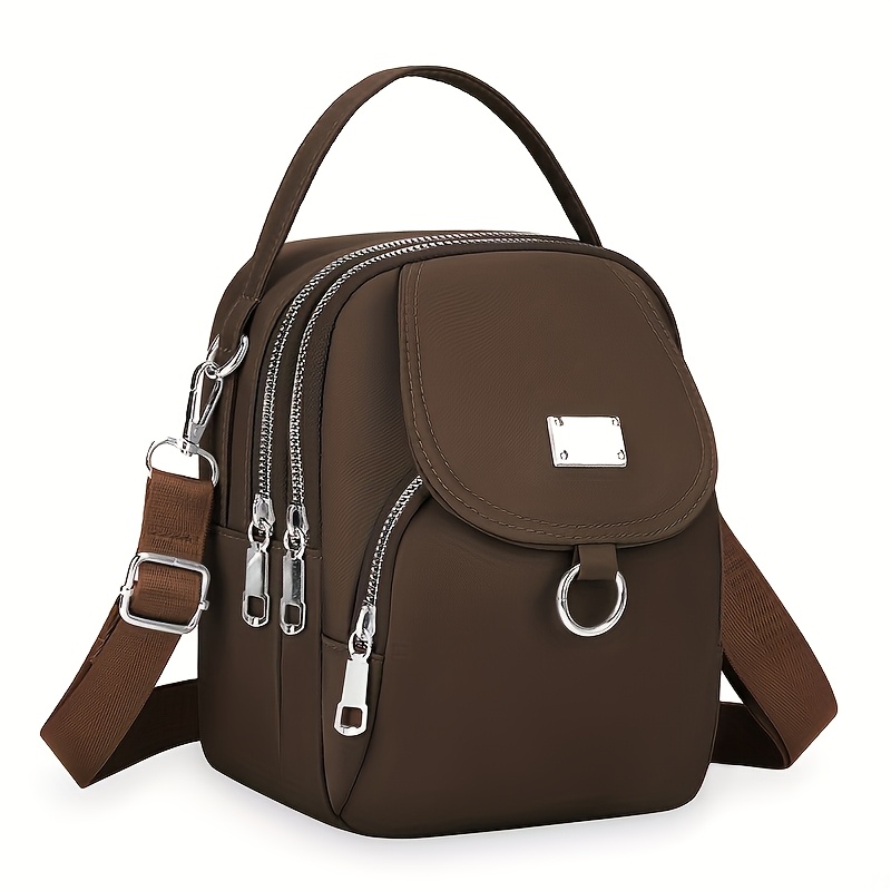 

Sac à bandoulière élégant en tissu Oxford pour femme - Bandoulière réglable, fermeture à glissière, doublure en polyester, sacoche d'épaule décontractée, sac à main pour téléphone /blanc/rouge