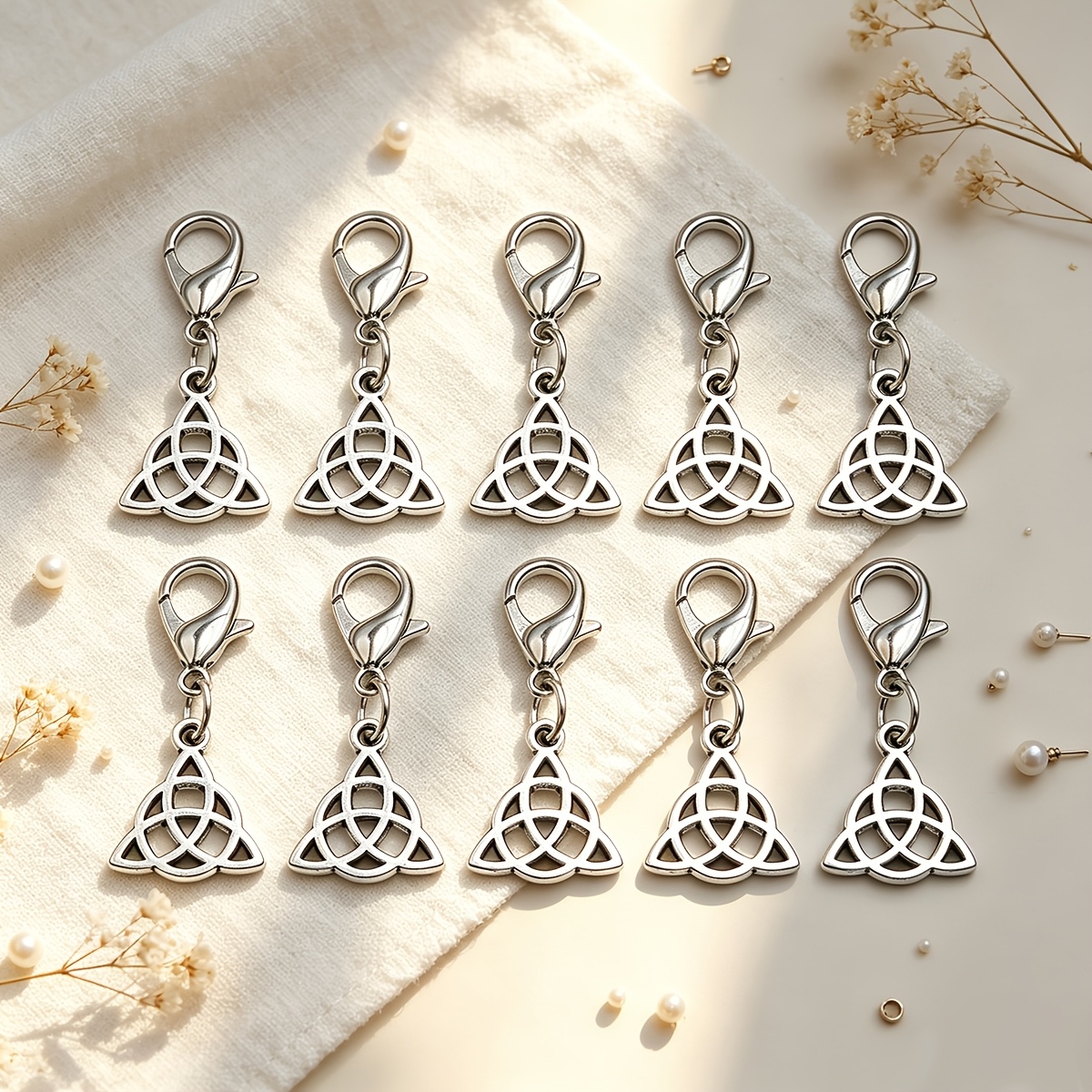 TEMU 10pcs Keychains With Lobster Clasps, Celtic Knot Pendants Keyrings For Bag /zipper /shoes Decoration, Birthday, Christmas Day, Valentine's Day,