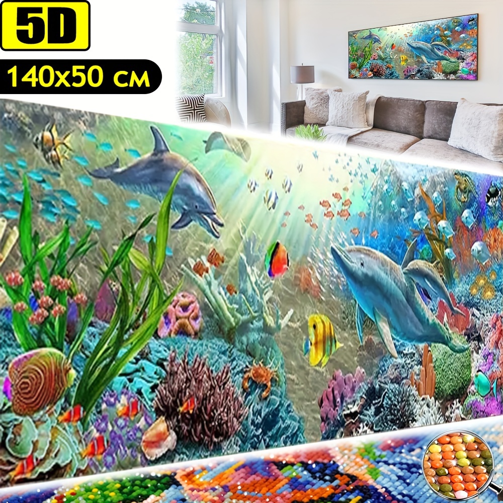 

Diamond Painting Kits For Adults Sea Animals Embroidery Full Round Diamond Large Size Diamond Arts Crystal Gem Painting Craft For Home Wall Decor 55.1x19.7inch/140x50cm
