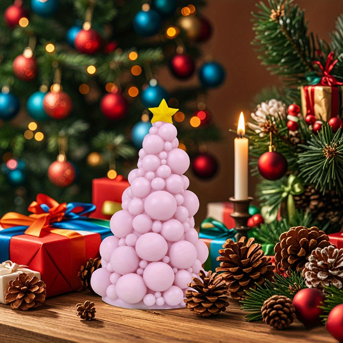 

1pc Silicone Resin Mold For Bubble Christmas Tree Pine Cone Shape - Diy Aromatherapy Candle, Plaster, And Cake Decoration