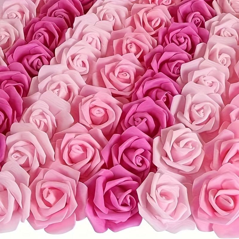 

18pcs Pvc Artificial Rose Heads Set, Assorted Colors, Face-shaped Miniature Fake Roses, For Diy Crafts, Weddings, Party Decor &