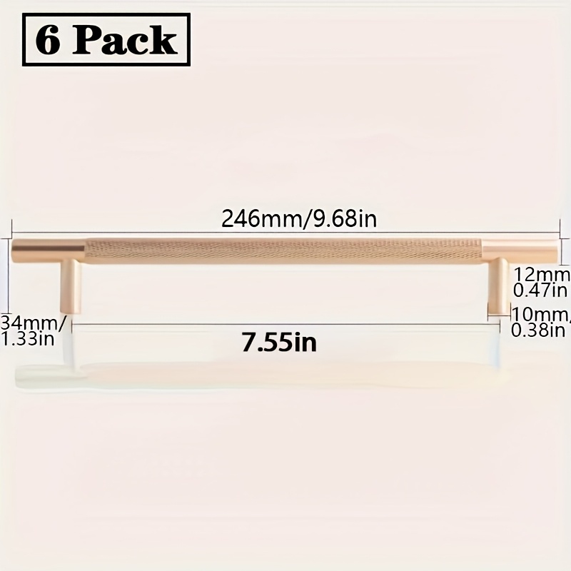 TEMU 6 pièces Poignées de Tiroir Luxueuses à Moletage - Boutons de Meuble avec Moletage Élégant Antidérapant, Installation Facile, Adaptés pour de