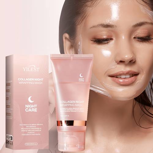 3 stuks collageen nachtmasker met niacinamide & hyaluronzuur geschikt voor alle huidtypes, parabeenvrij hydratatie & versteviging, ceramide-infused gelmasker met bonus borstel voor de huid, nachtverzorgingsroutine, diepe hydratatie