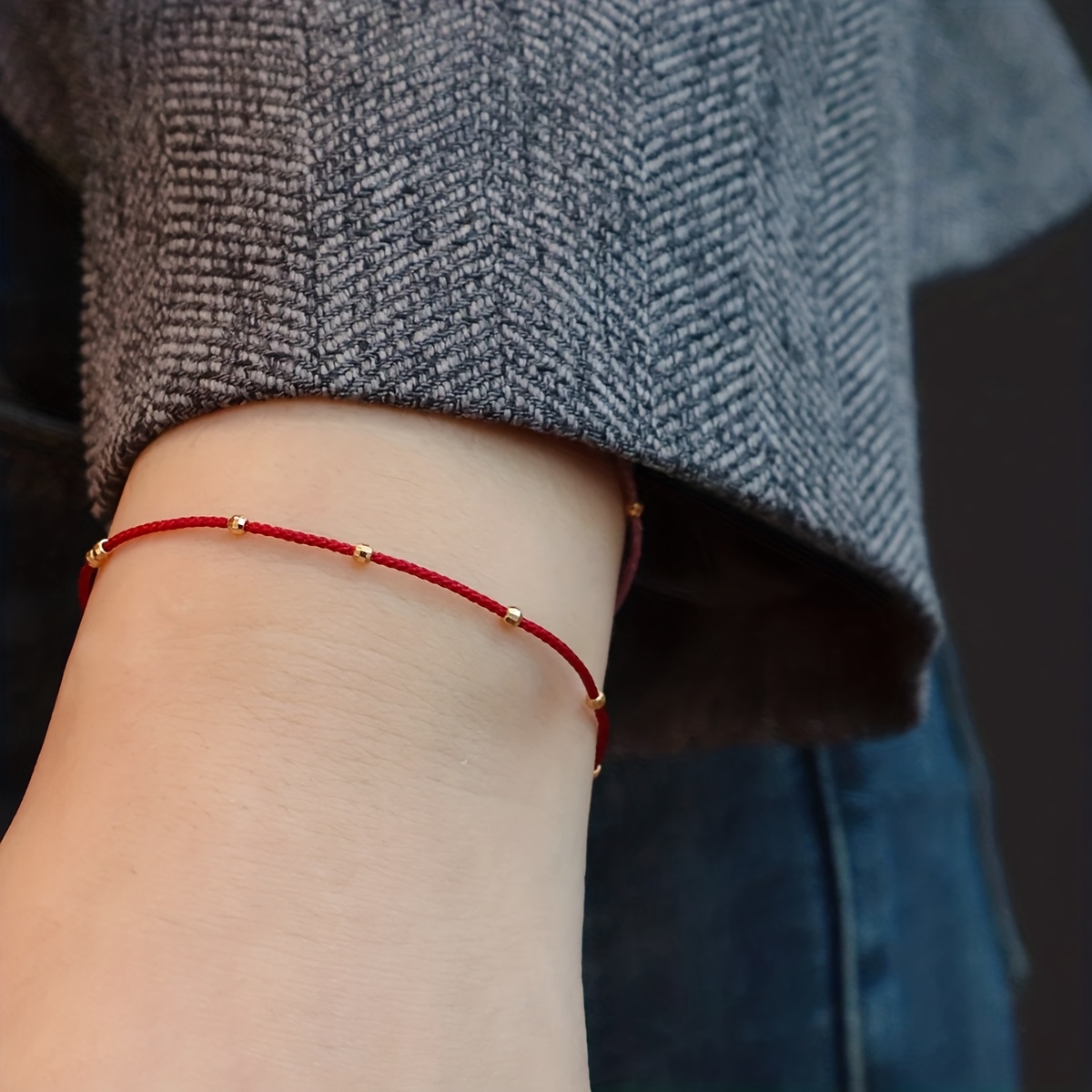 TEMU 1 pulsera minimalista versátil de , cordón delgado tejido a de , año para