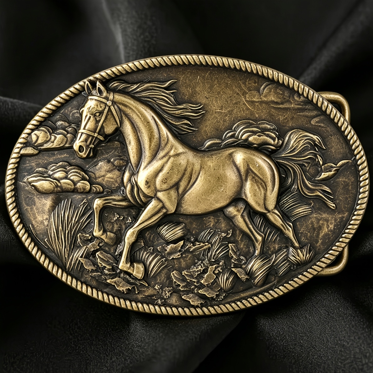TEMU 1pc Vintage Western Cowboy Style Oval Running Novelty Men's Belt