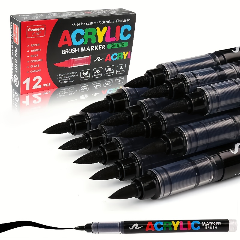 Image of Guangna Professional Water-based Ink Markers - Non-bleeding Black & White Art Markers Suitable For Illustration, Diy Crafts, Technical Drawing - Ideal For Artists, Hobbyists, & Office Use