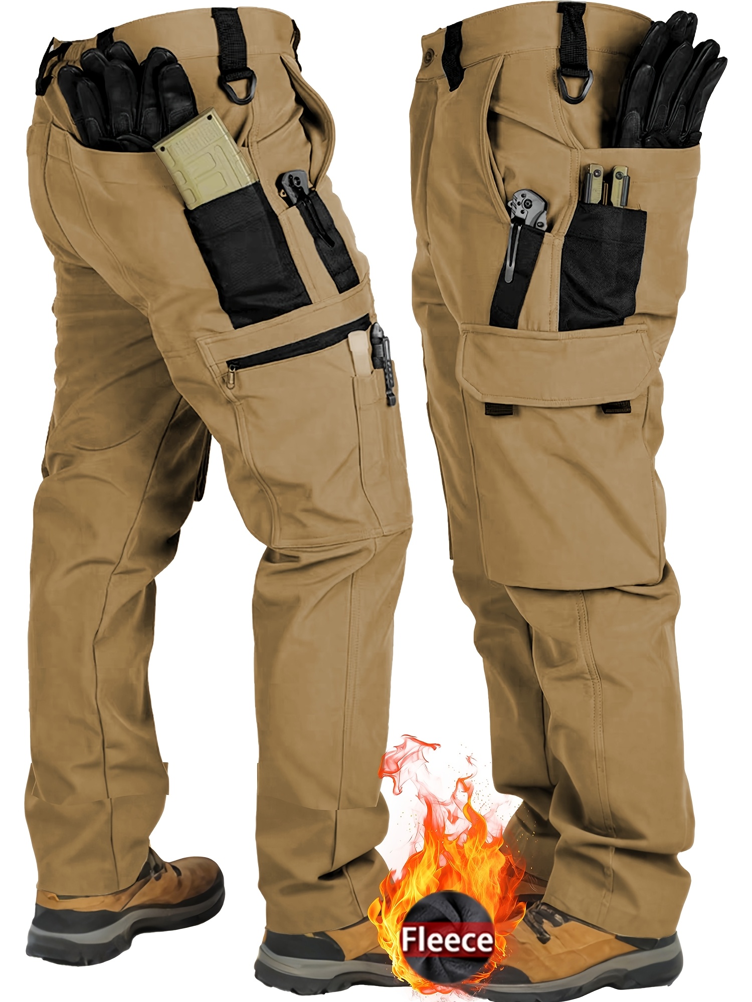 mens heavy duty   winter pants thickened insulated work pants with multi   molle system compatible for hiking hunting construction   outdoor pants winter work pants for men mens winter pants baggy snow pants