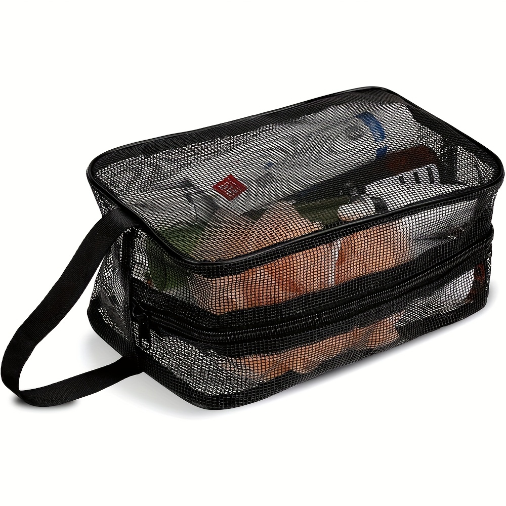 E-shop Mesh Duschbeutel, Schwarze Tragbare Mesh Dusch Caddy Tasche Studentenwohnheim Kulturbeutel Organizer Tragetasche Schnelltrocknend Gym Dusch Mesh