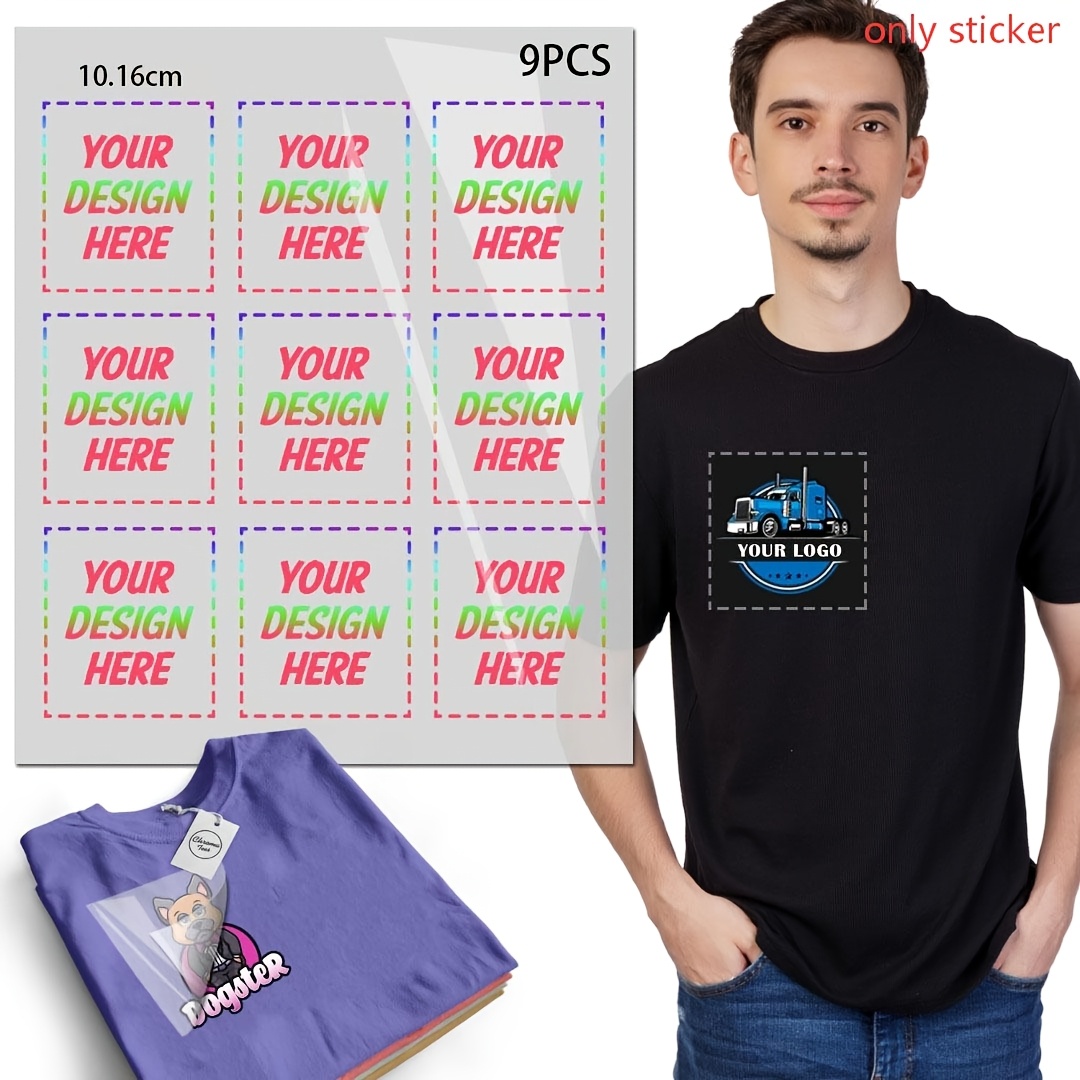 TEMU Parches de transferencia de con logo personalizado para camiseta de cliente, 10.16Cm X 10.16Cm, , transferencias termoadhesivas de PU, pegatinas