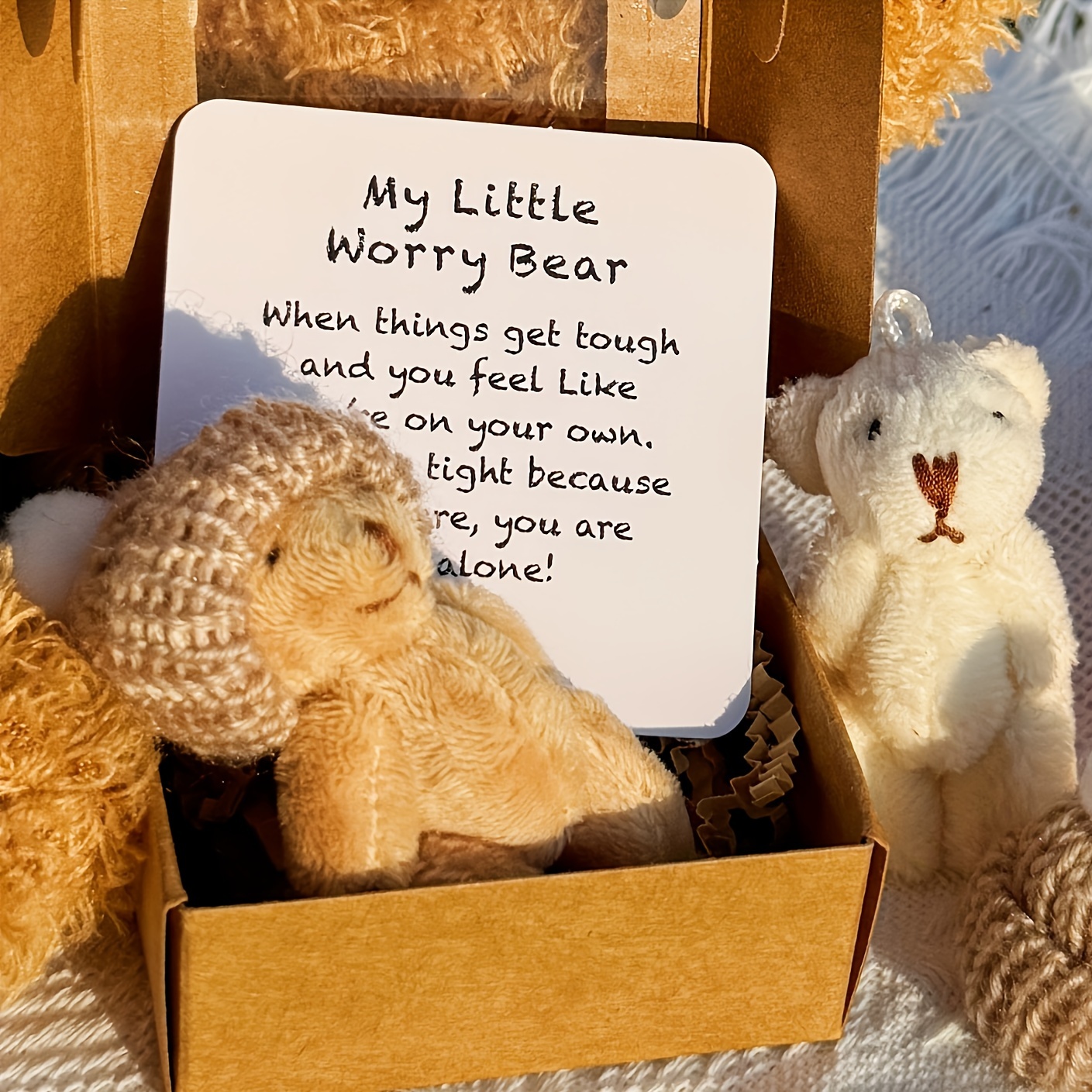 

Mini Plush Teddy Bear In Box With Inspirational Card - Animal Print Pattern, Perfect Gift For Anyone, English Written Language - Ideal For Graduation, Birthday, Valentine's Day, Day