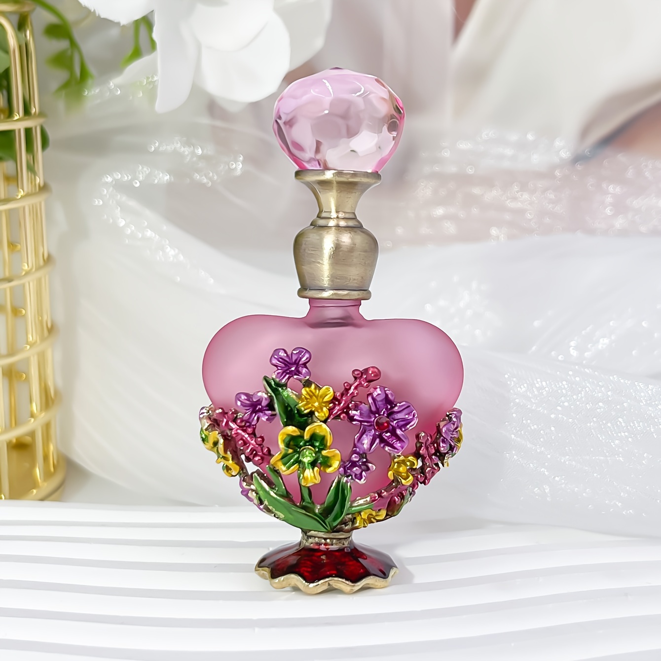 

Vintage-inspired 5ml Heart-shaped Glass Perfume Bottle - Refillable Essential Oil & Fragrance Holder, Pvc-free, Hand Wash Only