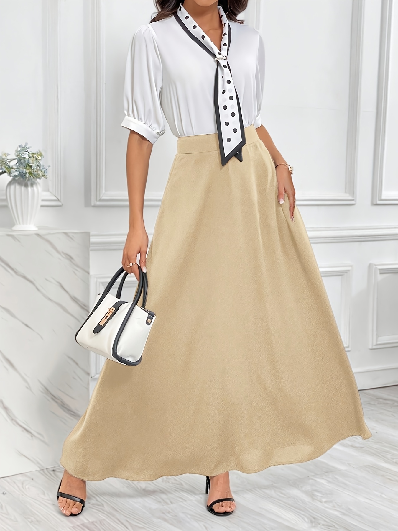 elegant womens plus size a line skirt high waist flowing Temu