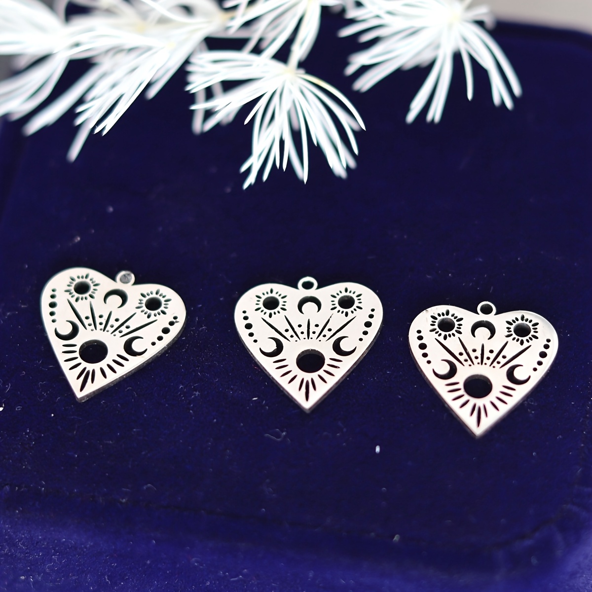 3pcs Stainless Connector Charms Wholesale Celestial Sun Moon Necklace Jewelry Making Pendant