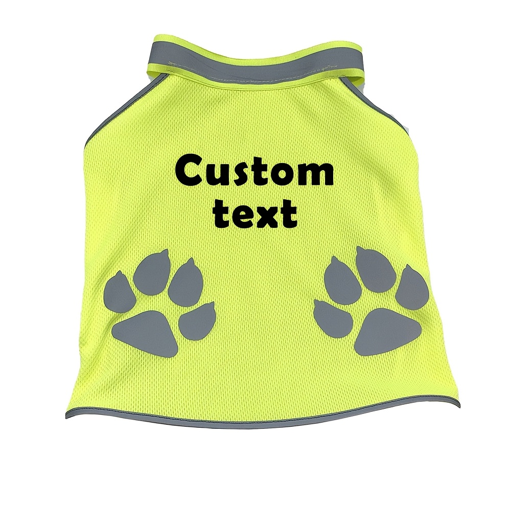 TEMU [customized]personalized Dog Reflective Vest With Custom Name Paw Print Breathable Mesh Pet Safety Coat