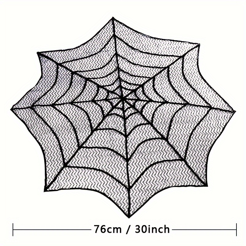 Image of Halloween Web Tablecloth Black Cobweb Placemat Set Decorative Fireplace Cover Lace Table Placemats Doilies Party Supplies,wedding Decorations,summer Decoration,garden Decor For Outside,outdoor Decor