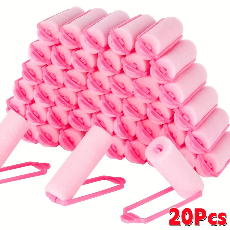 TEMU 20 piezas de ruleros de esponja rosa | Suaves, ergonómicos, sin , rizos naturales, apilables, , ideales para dormir y peinados matutinos, sin