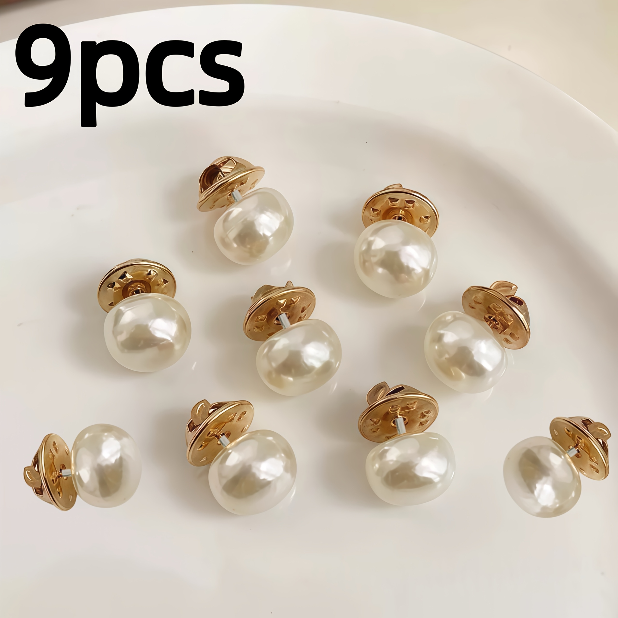 Image of 9pcs Pearl Anti-exposure No-needle Buttons, Sew-free Anti-exposure, Shirt Buttons, Coat And Dress Decorative Buttons, With