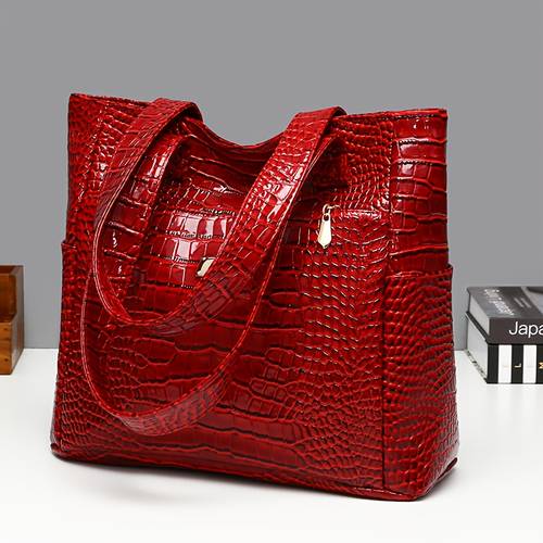 photo de l'article grand sac à main pour femmes, motif crocodile tendance, nouveau sac de , sac à bandoulière, sac , tissu aléatoire
