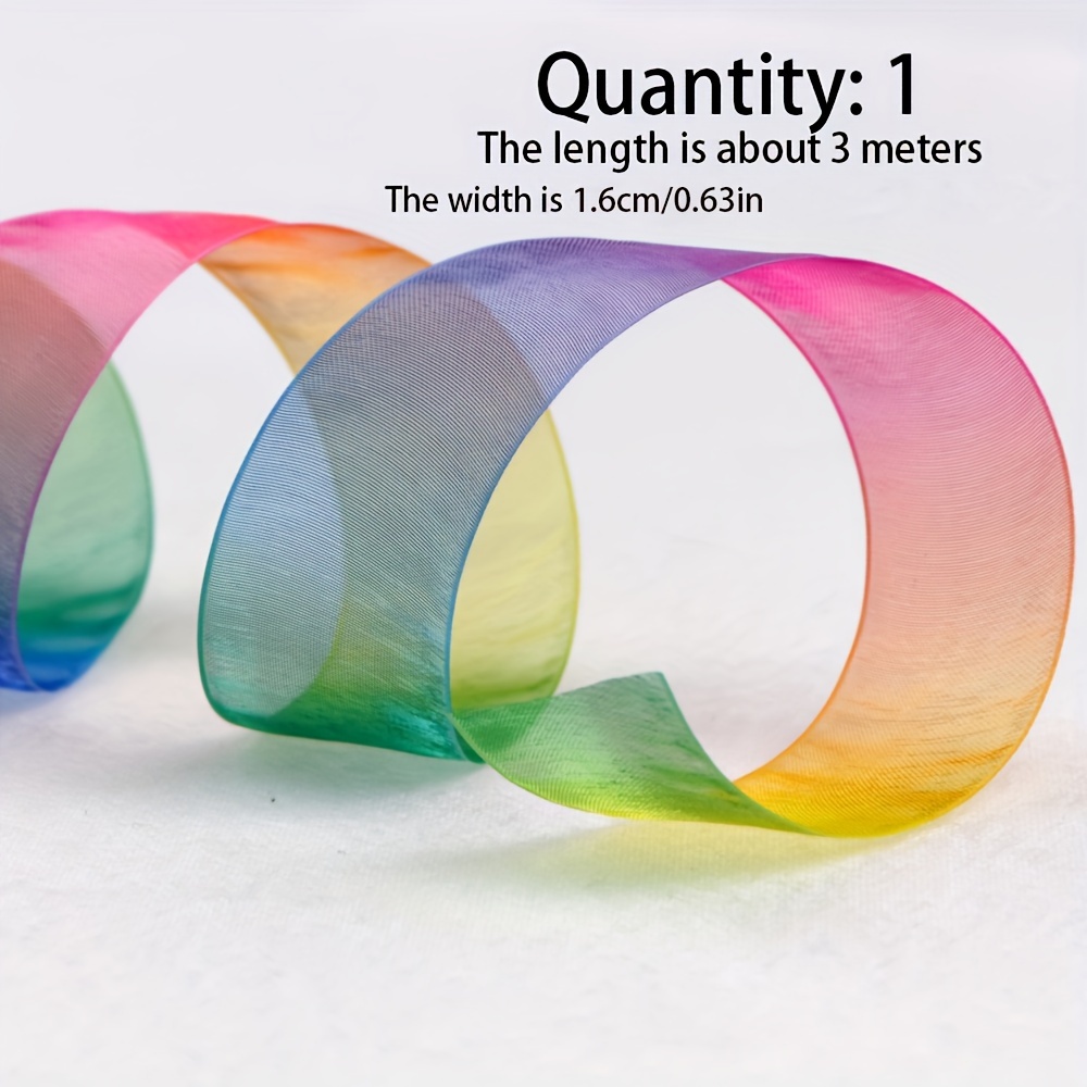 3 Meters Rainbow Gradient 9/16/19/25/38mm Organza Ribbon