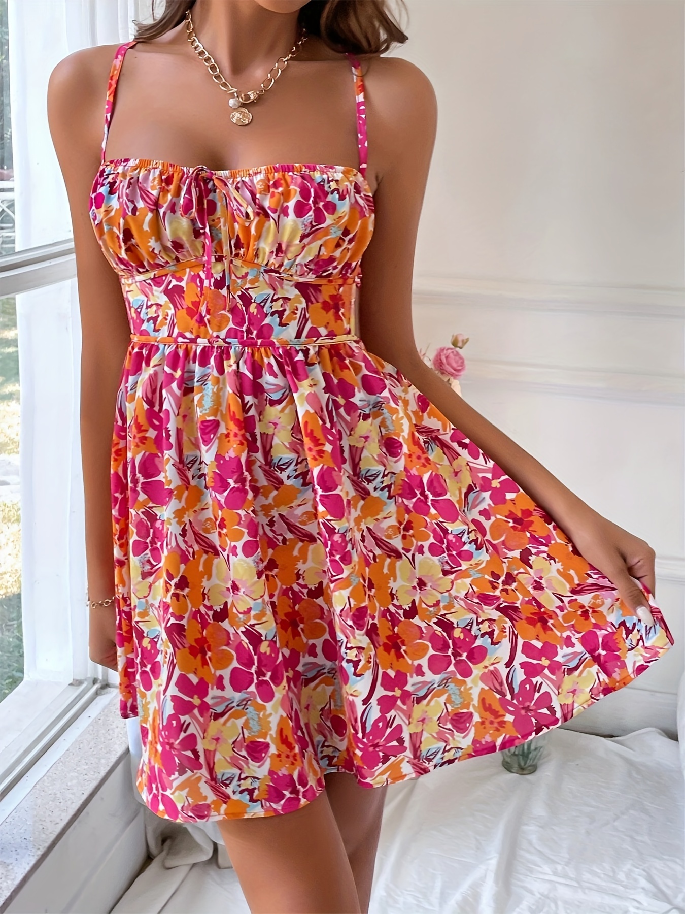 open lace back dress LA LEELA Long Maxi Hawaiian Halter Neck Tube Dress For Women Beach Pool  Party Casual Outfits Ladies Summer Outing Wear main image 1